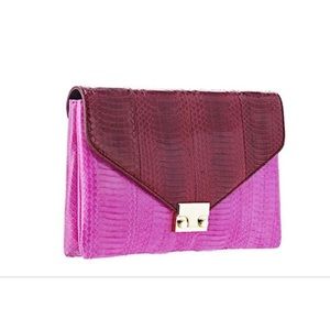 Loeffler Randall Snakeskin Colorblock Clutch